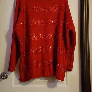 Avenue Red Sequin Women's Sweater